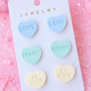 Heart-Shaped Pastel Earrings Set